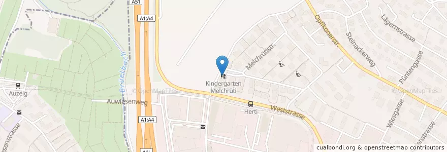 Mapa de ubicacion de Kindergarten Melchrüti en Suisse, Zurich, Bezirk Bülach, District De Zurich, Wallisellen.