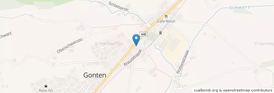 Mapa de ubicacion de Raiffeisenbank Gonten Brülisau Genossenschaft en Schweiz/Suisse/Svizzera/Svizra, Sankt Gallen, Appenzell Innerrhoden, Gonten.