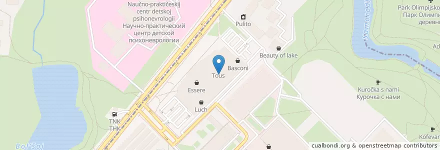 Mapa de ubicacion de Формула Кино (на Мичуринском) en Rusland, Centraal Federaal District, Moskou, Западный Административный Округ, Район Тропарёво-Никулино.