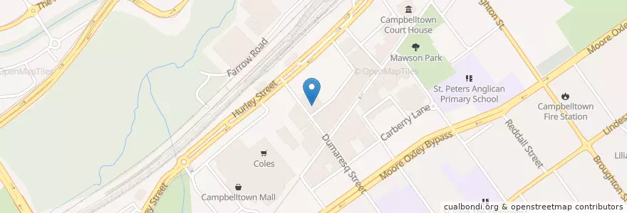 Mapa de ubicacion de Cambelltown Post Office en オーストラリア, ニューサウスウェールズ, Campbelltown City Council, Sydney.