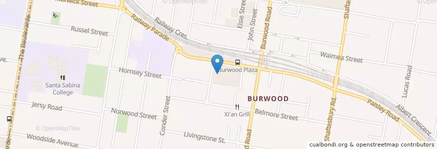 Mapa de ubicacion de Burwood Post Office en Austrália, Nova Gales Do Sul, Burwood Council, Sydney.