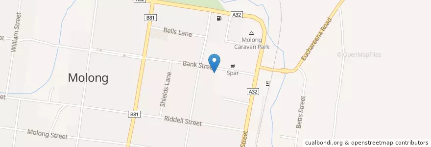 Mapa de ubicacion de Molong Post Office en Australia, New South Wales, Cabonne Council.