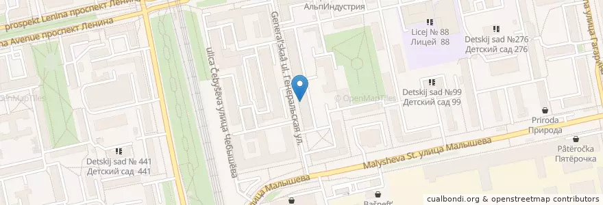 Mapa de ubicacion de Престиж en Russie, District Fédéral De L'Oural, Oblast De Sverdlovsk, Городской Округ Екатеринбург.