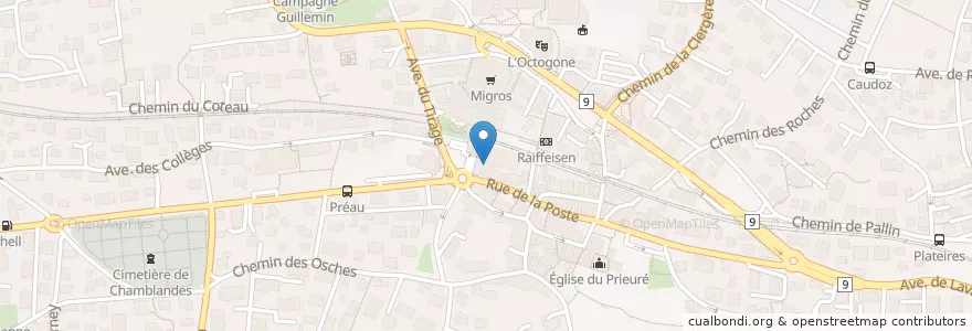Mapa de ubicacion de Postfinance en スイス, Vaud, District De Lavaux-Oron, Pully.