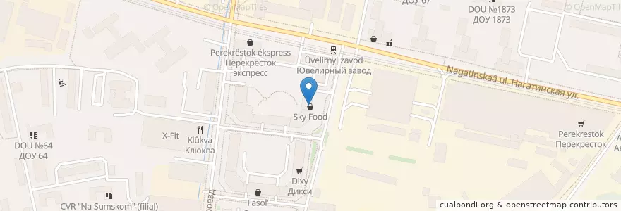 Mapa de ubicacion de Sky Food en Rusia, Distrito Federal Central, Москва, Южный Административный Округ, Район Нагатино-Садовники.