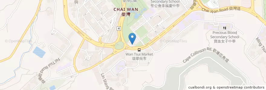 Mapa de ubicacion de 群記爽腩店 Kwan Kee en China, Guangdong, Hongkong, Hong Kong Island, New Territories, 東區 Eastern District.