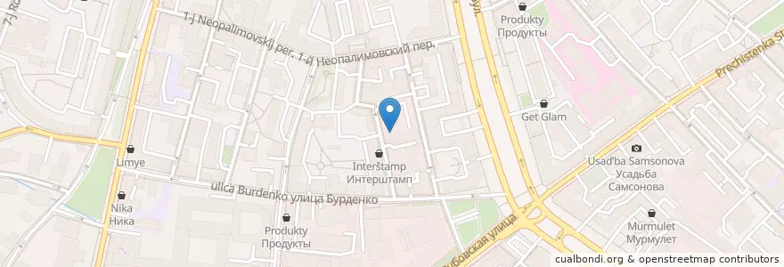 Mapa de ubicacion de Посольство Йеменской Республики en Russie, District Fédéral Central, Moscou, Центральный Административный Округ, Район Хамовники.
