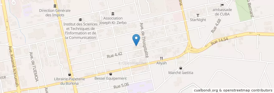 Mapa de ubicacion de Café de Vienne en 부르키나파소, Centre, Kadiogo, 와가두구.