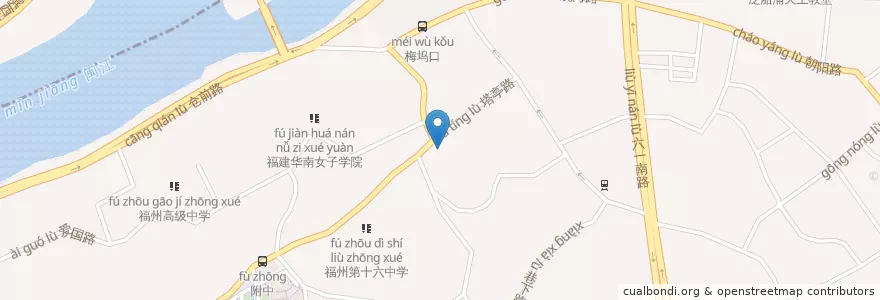 Mapa de ubicacion de 福州市麦顶小学 en 中国, 福建省, 福州市, 台江区, 倉山区.