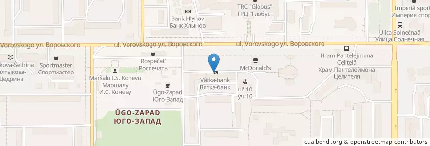 Mapa de ubicacion de Вятка-банк en Russia, Circondario Federale Del Volga, Кировская Область, Городской Округ Киров.
