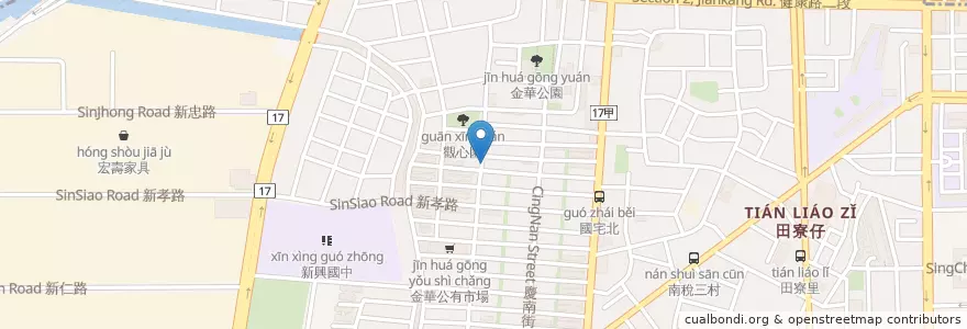 Mapa de ubicacion de 尊南早餐店 en 臺灣, 臺南市, 南區.