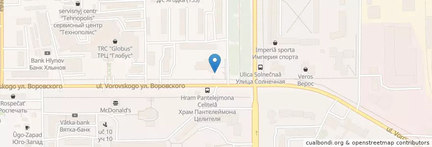 Mapa de ubicacion de Росбанк en Russia, Circondario Federale Del Volga, Кировская Область, Городской Округ Киров.