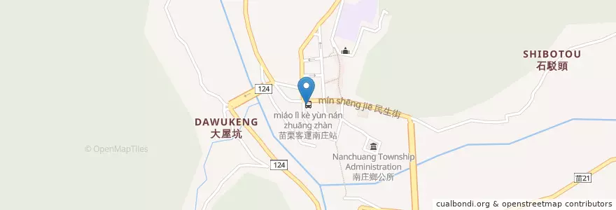 Mapa de ubicacion de 苗栗客運南庄站 en 台湾, 台湾省, 苗栗県, 南庄郷.
