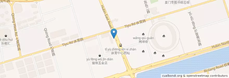 Mapa de ubicacion de 体育中心站 en الصين, فوجيان, 思明区.