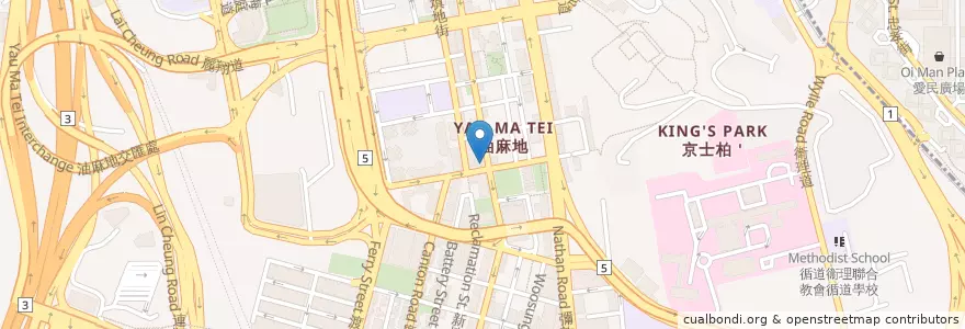 Mapa de ubicacion de Lei Sure en 中国, 広東省, 香港, 九龍, 新界, 油尖旺區 Yau Tsim Mong District.