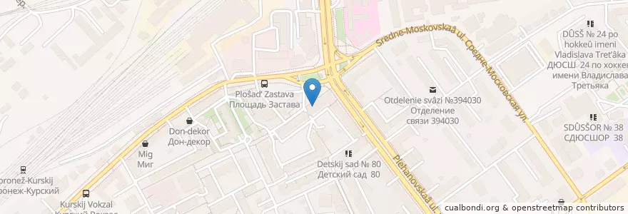 Mapa de ubicacion de Будь здоров en Rusia, Distrito Federal Central, Óblast De Vorónezh, Городской Округ Воронеж.
