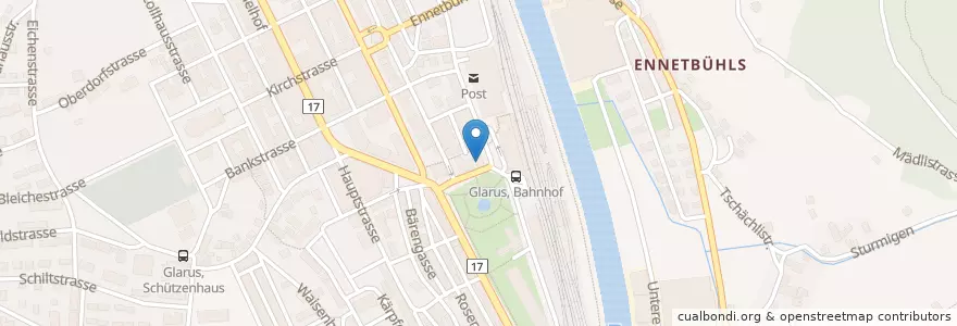 Mapa de ubicacion de Restaurant Glarnerhof en Schweiz, Glarus, Glarus.