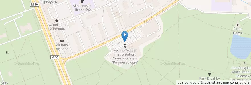 Mapa de ubicacion de Станция метро "Речной вокзал" en Russia, Distretto Federale Centrale, Москва, Северный Административный Округ, Район Левобережный.