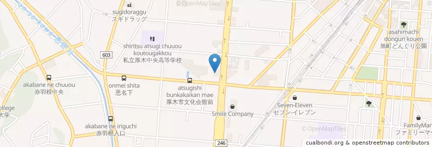 Mapa de ubicacion de ガスト 厚木恩名店 en 일본, 가나가와현, 厚木市.