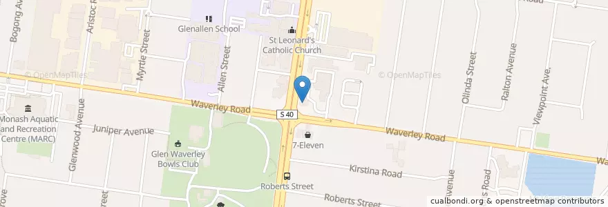 Mapa de ubicacion de Blackflat Community Centre en أستراليا, ولاية فيكتوريا, City Of Monash.