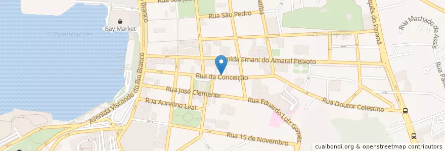 Mapa de ubicacion de Cacau Show en Бразилия, Юго-Восточный Регион, Рио-Де-Жанейро, Região Geográfica Intermediária Do Rio De Janeiro, Região Metropolitana Do Rio De Janeiro, Região Geográfica Imediata Do Rio De Janeiro, Niterói.