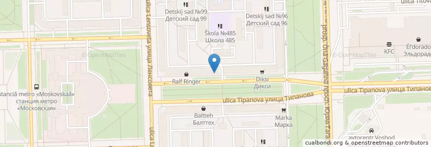 Mapa de ubicacion de Кальянная Feromon Lounge Cafe en ロシア, 北西連邦管区, レニングラード州, サンクト ペテルブルク, Московский Район, Округ Звёздное.