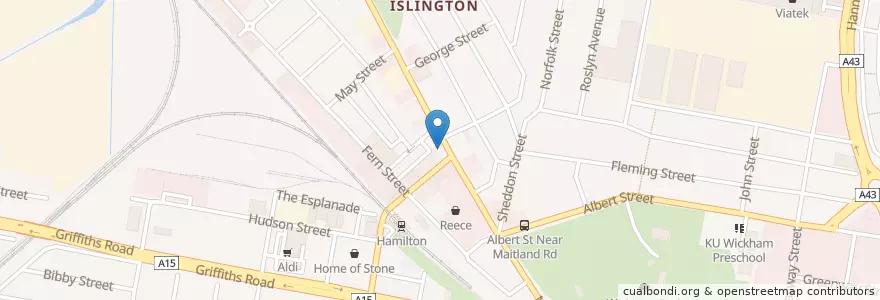 Mapa de ubicacion de Islington Post Office en 오스트레일리아, New South Wales, Newcastle City Council, Newcastle-Maitland.