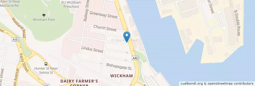 Mapa de ubicacion de Wickham Post Office en Australien, Neusüdwales, Newcastle City Council, Newcastle-Maitland.