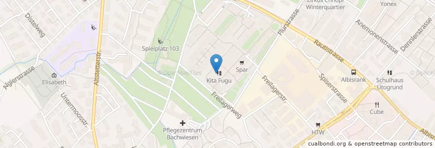 Mapa de ubicacion de Kita Fugu en Suisse, Zurich, District De Zurich, Zurich.