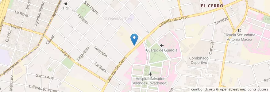 Mapa de ubicacion de Calzada del Cerro y Dominguez en Cuba, Havana, Cerro.