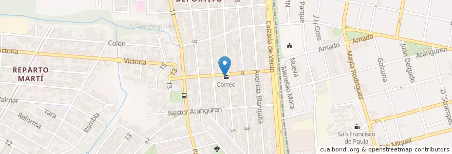 Mapa de ubicacion de Correo en 쿠바, La Habana, Cerro.