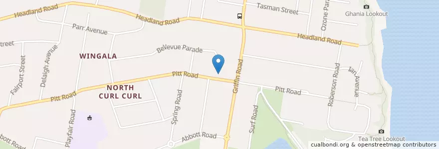 Mapa de ubicacion de North Curl Curl Post Office en Australien, Neusüdwales, Sydney, Northern Beaches Council.