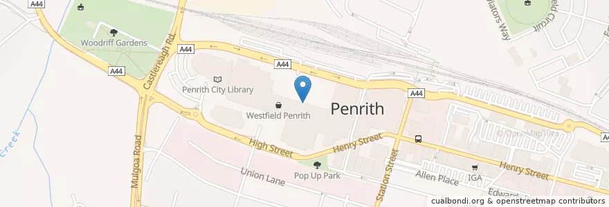 Mapa de ubicacion de Penrith Westfield Post Office en Австралия, Новый Южный Уэльс, Sydney, Penrith City Council.
