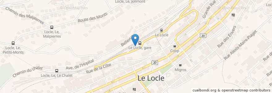 Mapa de ubicacion de Gare en Switzerland, Neuchâtel, District Du Locle, Le Locle.