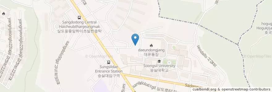 Mapa de ubicacion de 상도중앙교회 en 韩国/南韓, 首尔, 銅雀區, 상도1동.