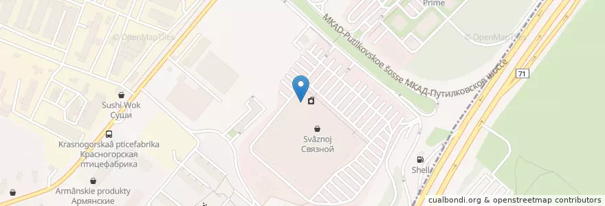 Mapa de ubicacion de О'кей кафе en 러시아, Центральный Федеральный Округ, Московская Область, Городской Округ Красногорск.