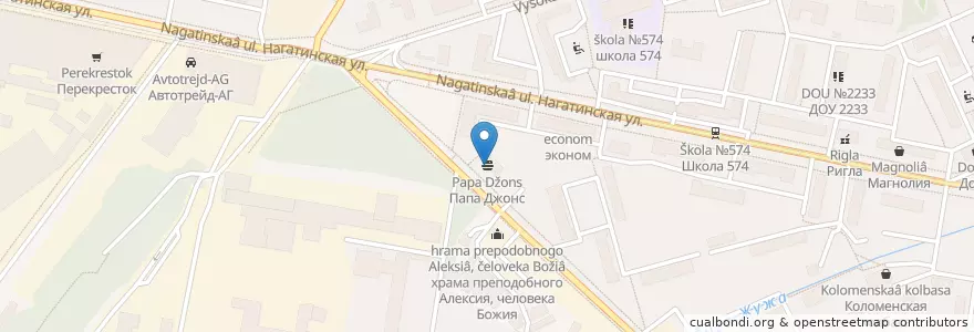 Mapa de ubicacion de Папа Джонс en Russia, Distretto Federale Centrale, Москва, Южный Административный Округ, Район Нагатино-Садовники.