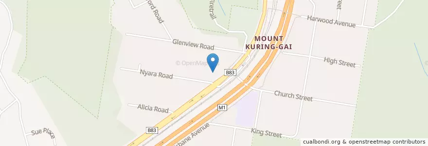 Mapa de ubicacion de Mount Kuring-gai Post Office en Australië, Nieuw-Zuid-Wales, The Council Of The Shire Of Hornsby, Sydney.