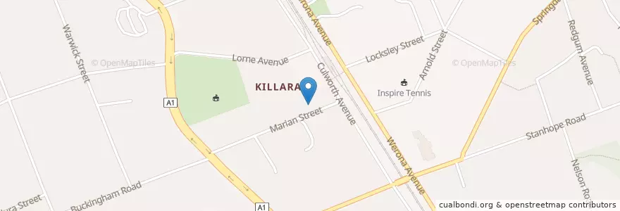 Mapa de ubicacion de Killara Post Office en オーストラリア, ニューサウスウェールズ, Sydney, Ku-Ring-Gai Council.