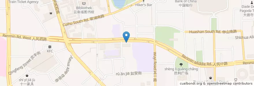 Mapa de ubicacion de 中信银行 CITIC  en Chine, Yunnan, 昆明市, 五华区, 大观街道.
