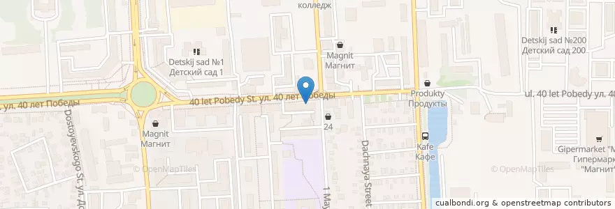 Mapa de ubicacion de Бинбанк en Россия, Южный Федеральный Округ, Краснодарский Край, Городской Округ Краснодар.