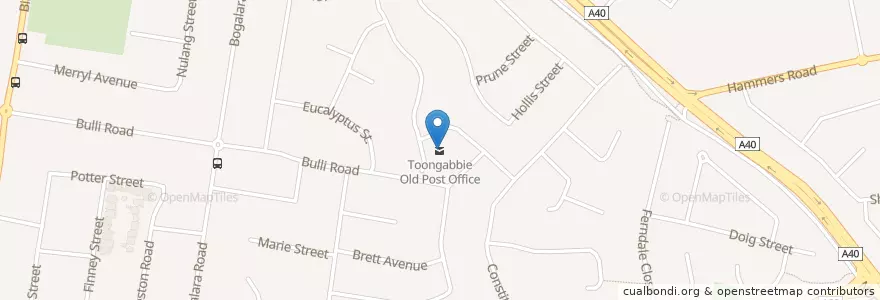 Mapa de ubicacion de Toongabbie Old Post Office en Australia, New South Wales, Sydney, City Of Parramatta Council.