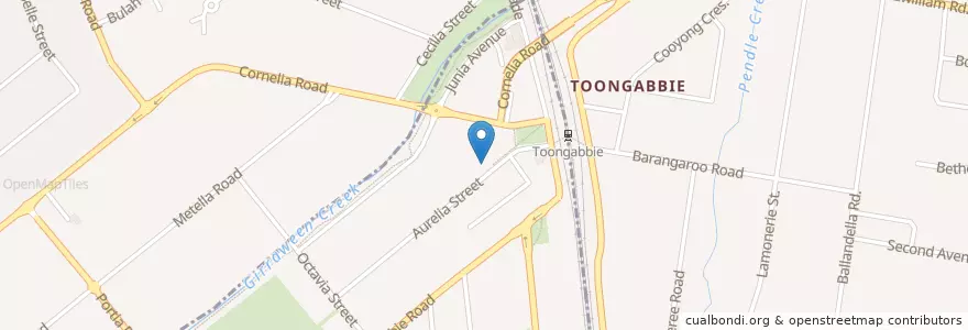 Mapa de ubicacion de Toongabie Post Office en オーストラリア, ニューサウスウェールズ, Sydney, Cumberland City Council.