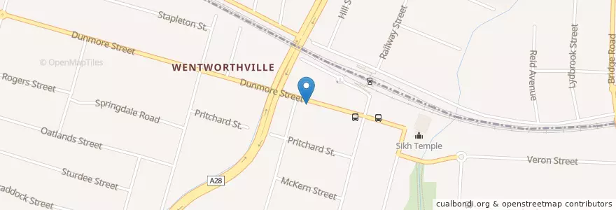 Mapa de ubicacion de Wentworthville Post Office en オーストラリア, ニューサウスウェールズ, Sydney, Cumberland City Council.