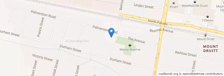 Mapa de ubicacion de Mount Druitt Village Post Office en Australia, New South Wales, Sydney, Blacktown City Council.