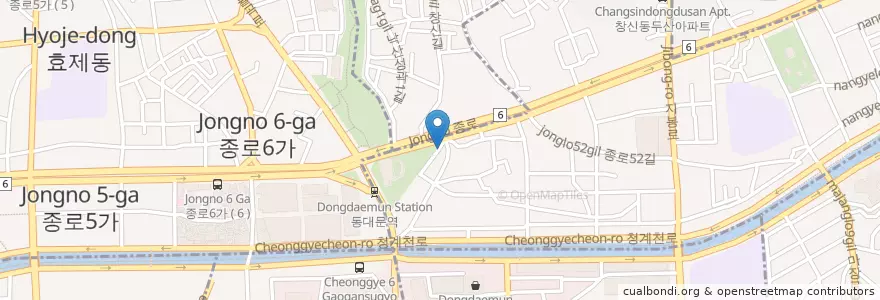Mapa de ubicacion de 2F-우리투자증권 동대문지점( 東大門橋村炸雞) en South Korea, Seoul, Jongno-Gu.