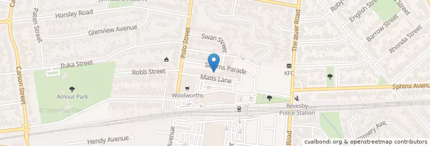 Mapa de ubicacion de Revesby Post Office en オーストラリア, ニューサウスウェールズ, Canterbury-Bankstown Council, Sydney.