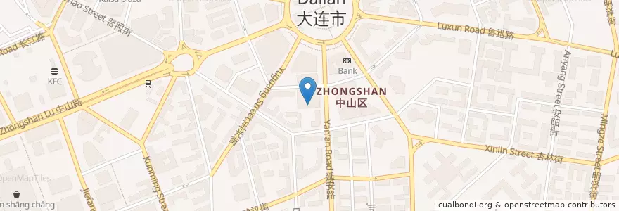 Mapa de ubicacion de Self service banking en China, Liaoning, Zhongshan District, Dalian City, Qingniwaqiao Subdistrict.