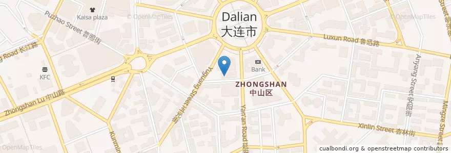 Mapa de ubicacion de 吉林银行 en 中国, 遼寧省, 中山区, 大連市, 青泥洼桥街道.