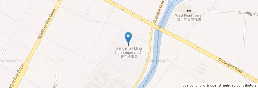 Mapa de ubicacion de Kangerjie - 康二姐串串 en 中国, 四川省, 成都市, 成华区, 书院街街道.